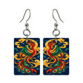 Phoenix in Jewel Light — 3:4 Mahjong earring pair