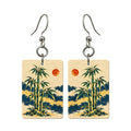 Bamboo After Rain — 3:4 Mahjong earring pair