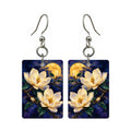 Moonlit Magnolia — 3:4 Mahjong earring pair