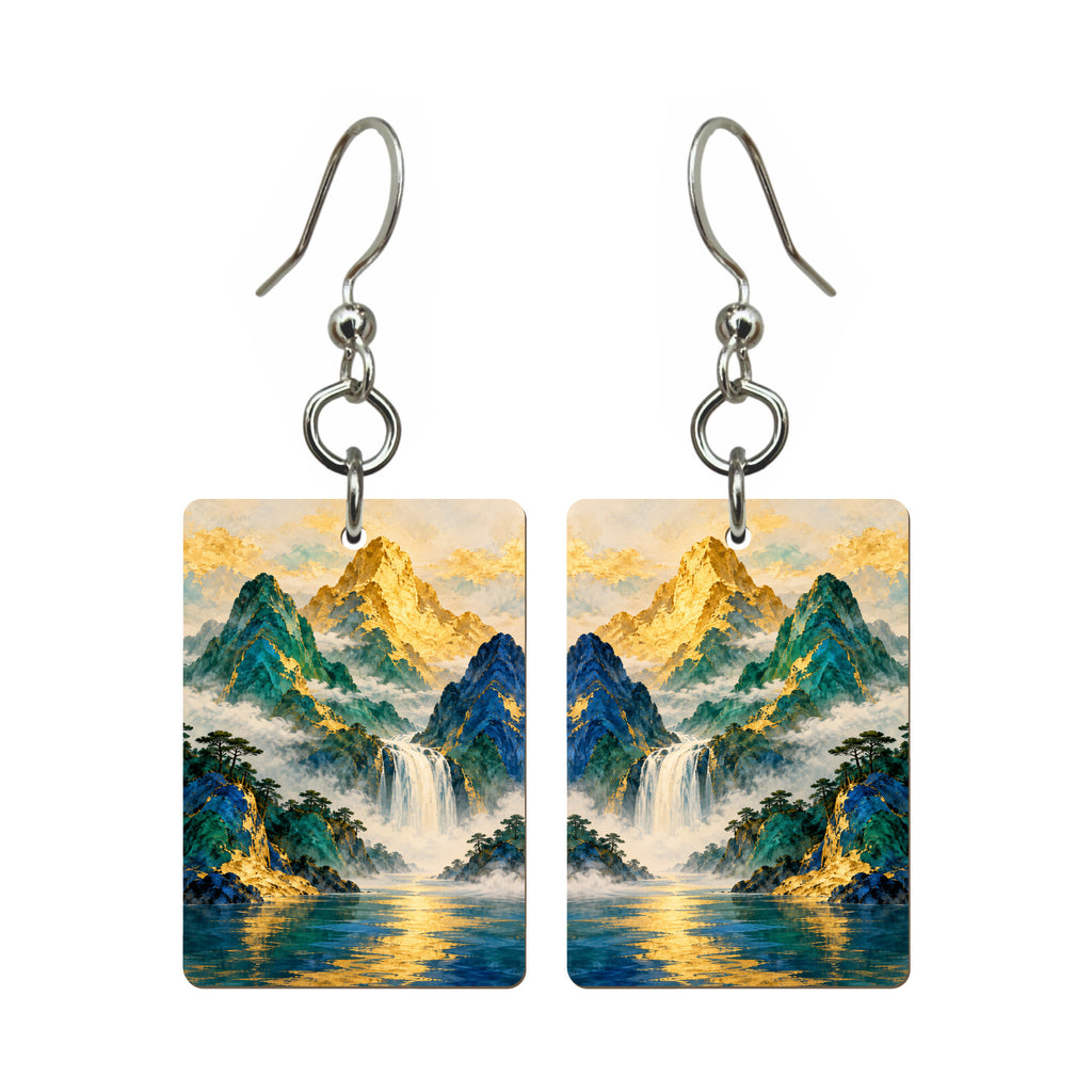 Mountain of Gold — 3:4 Mahjong earring pair