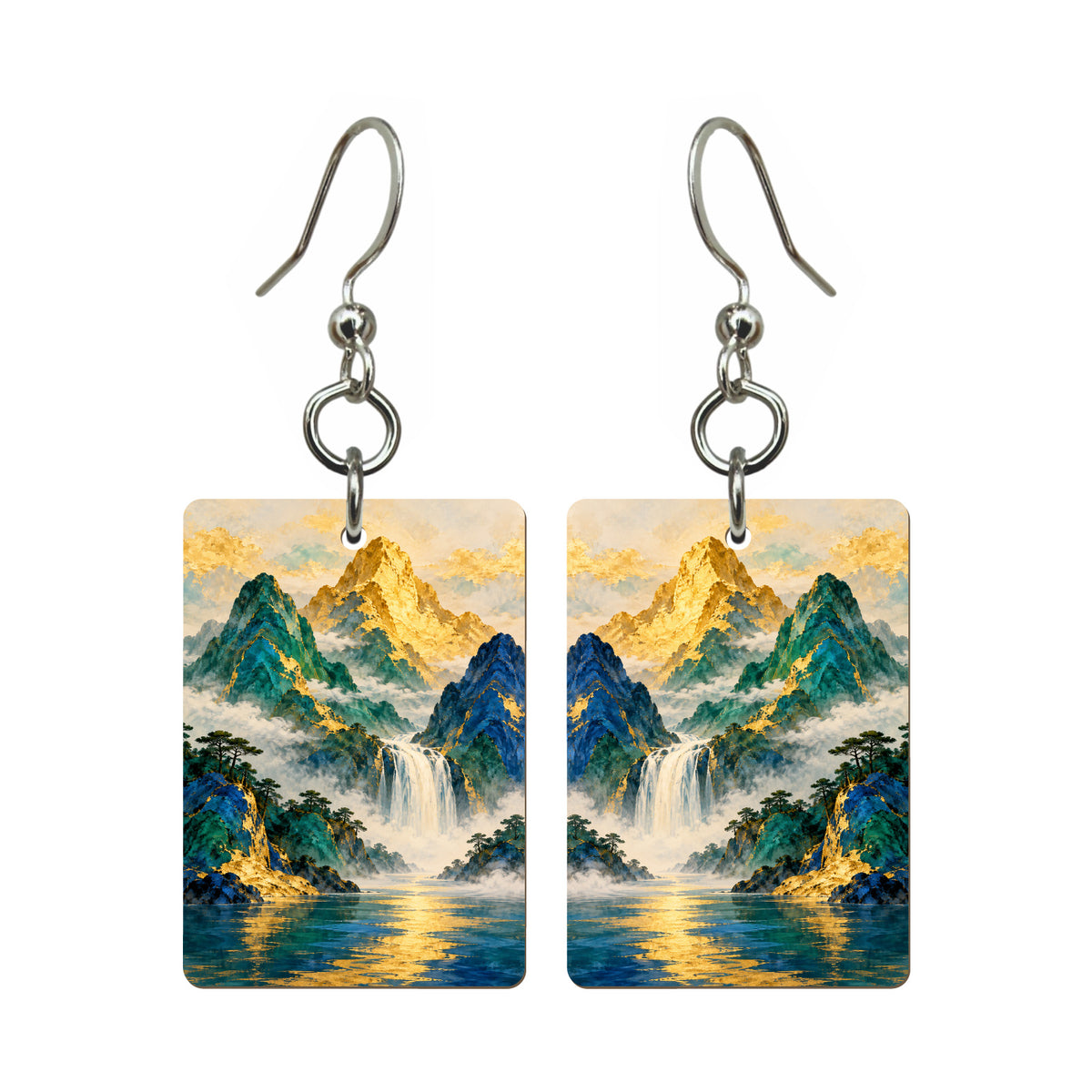 Mountain of Gold — 3:4 Mahjong earring pair