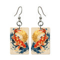 Cinnabar Carp — 3:4 Mahjong earring pair