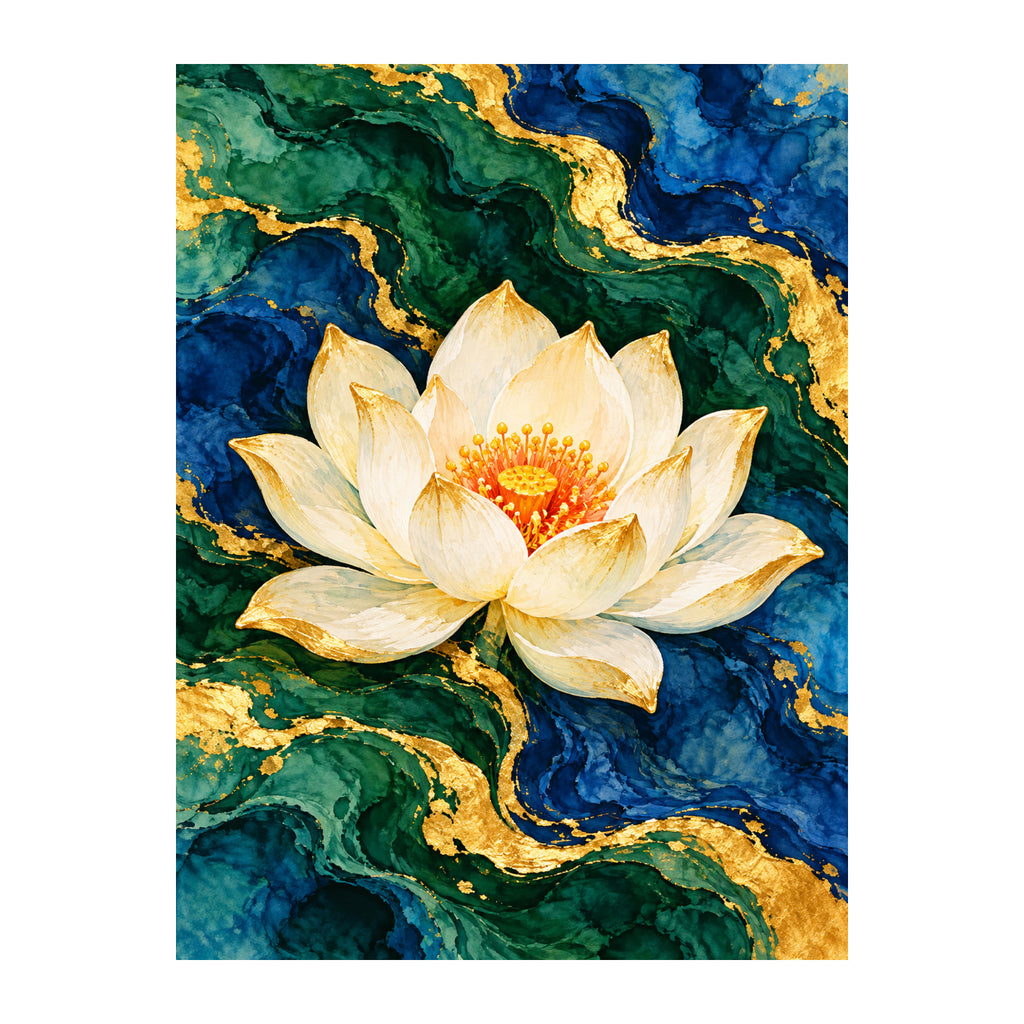 Gold Vein Lotus — original Chinese-inspired artwork