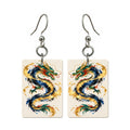 Dragon in Motion — 3:4 Mahjong earring pair