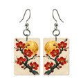 Plum Blossom Etching — 3:4 Mahjong earring pair