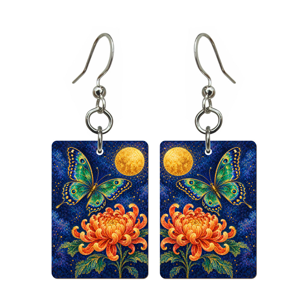 Butterfly in Pigment — 3:4 Mahjong earring pair