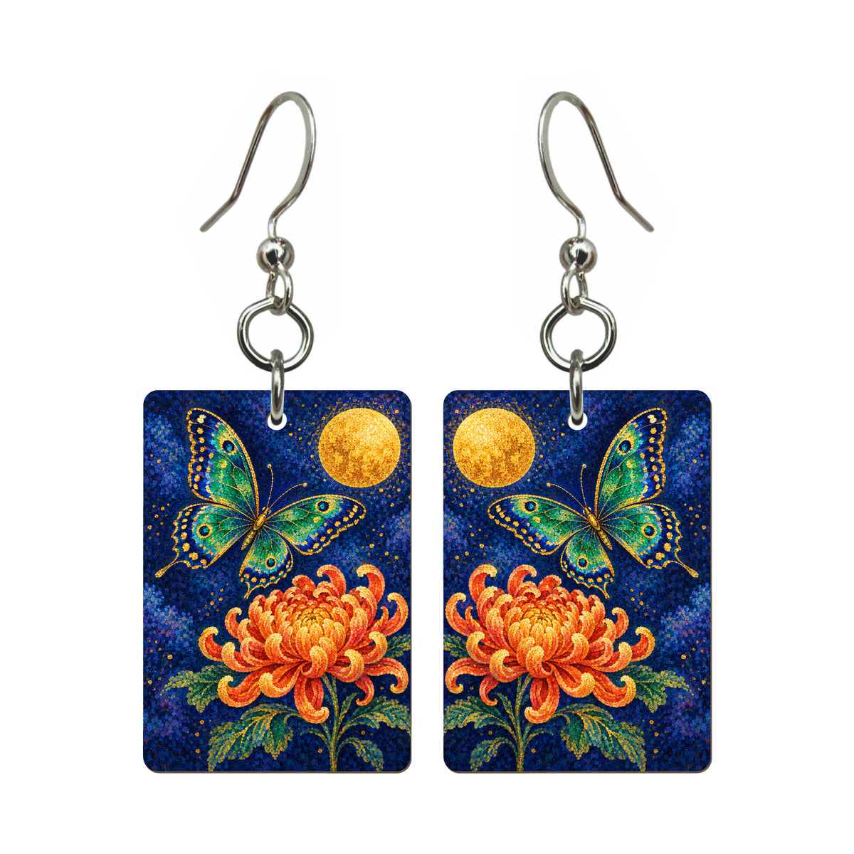 Butterfly in Pigment — 3:4 Mahjong earring pair
