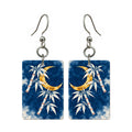 Bamboo in Blue — 3:4 Mahjong earring pair