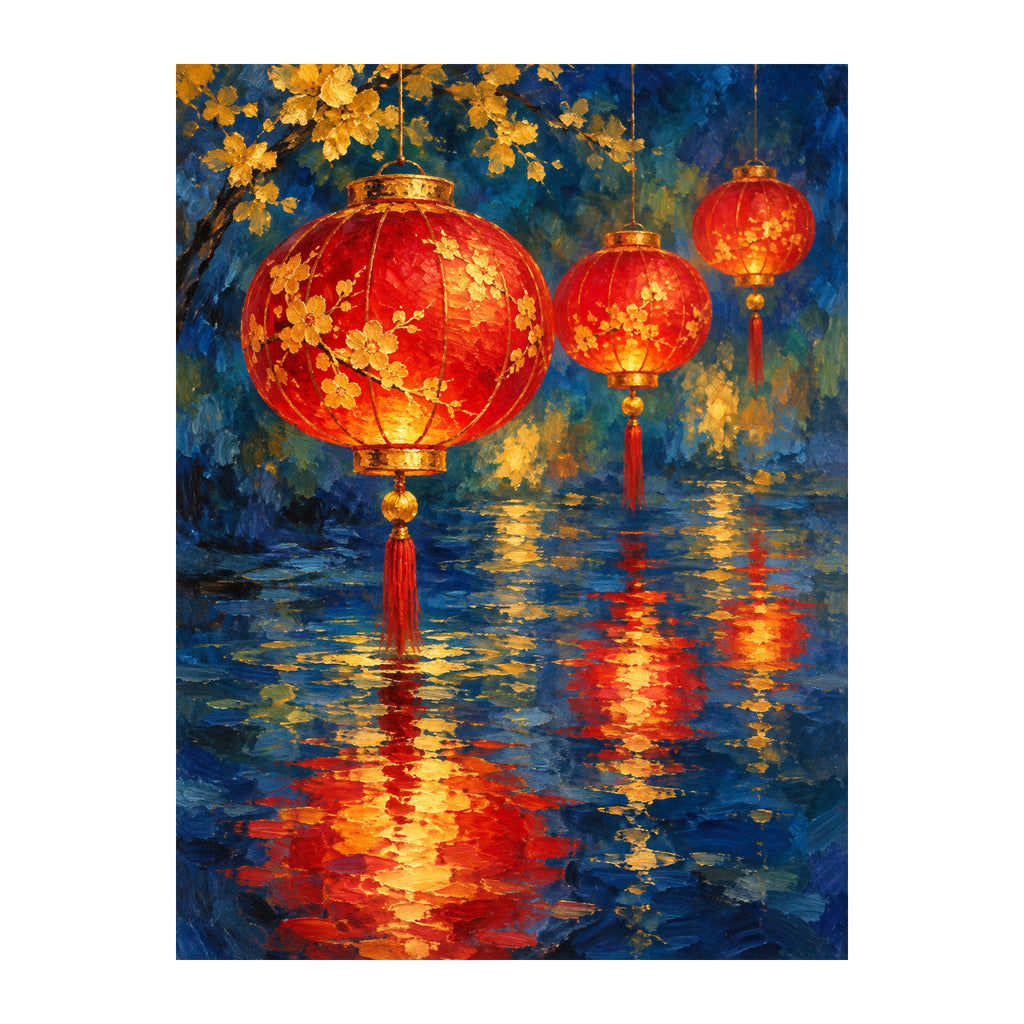 Lanterns in Rain — original Chinese-inspired artwork