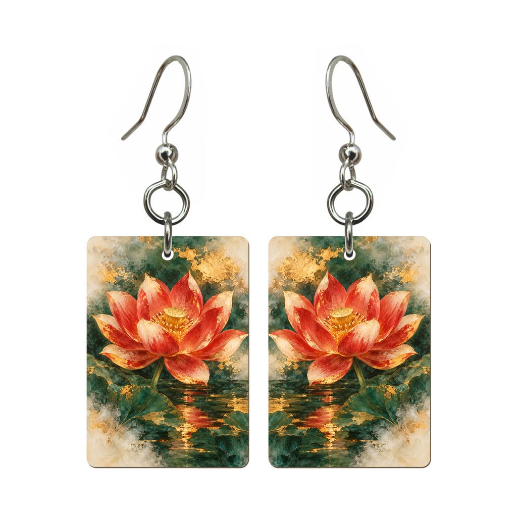 Lotus in Wax — 3:4 Mahjong earring pair