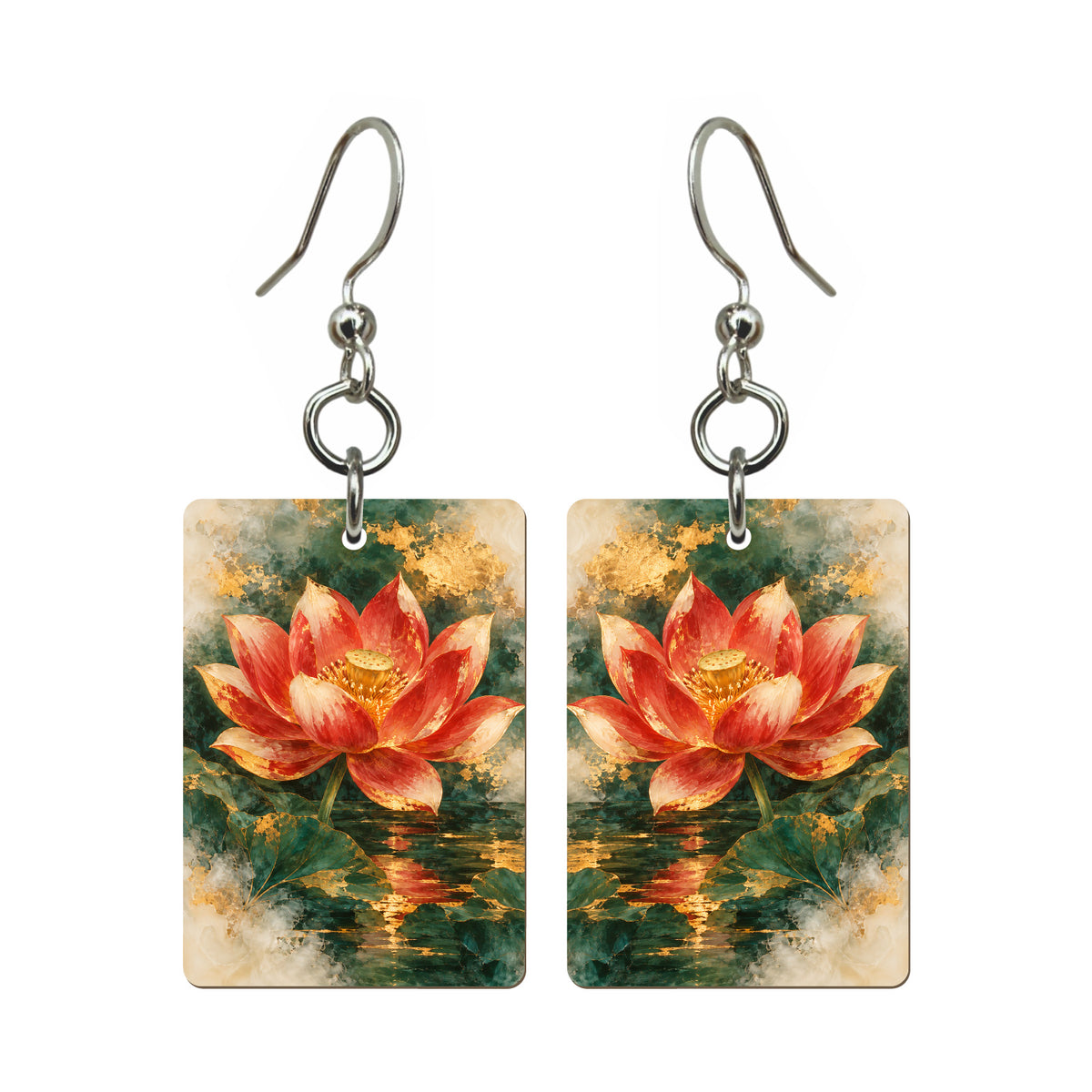 Lotus in Wax — 3:4 Mahjong earring pair