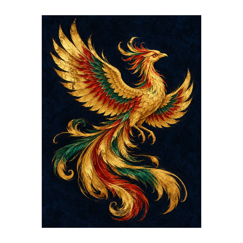 Phoenix in Gold Lines — original Chinese-inspired artwork