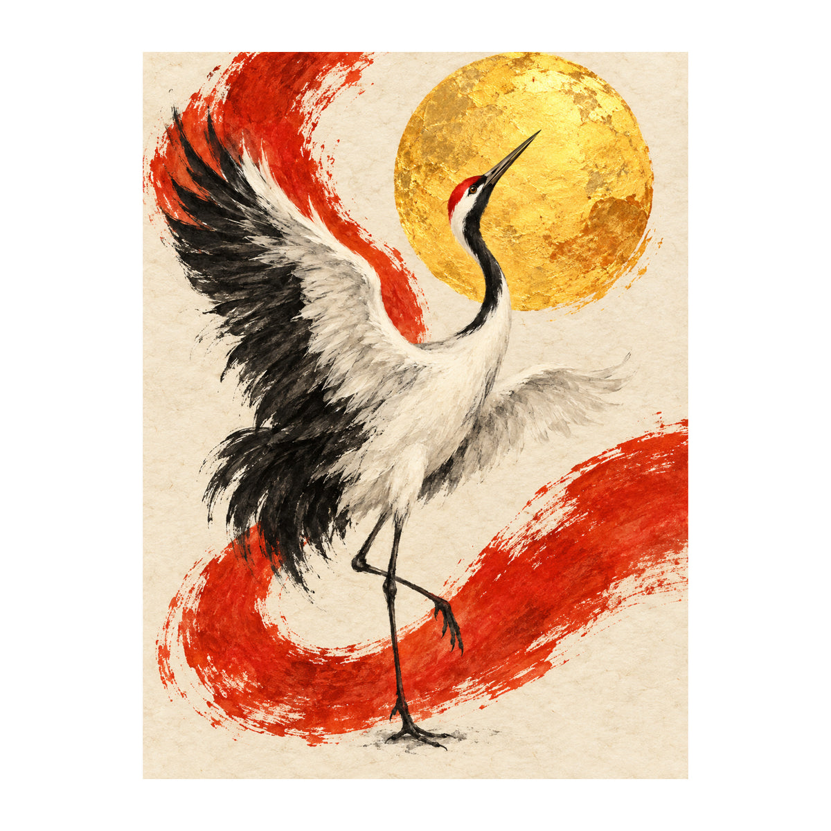 Crane in Charcoal — original Chinese-inspired artwork