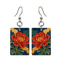Peony in Plaster — 3:4 Mahjong earring pair