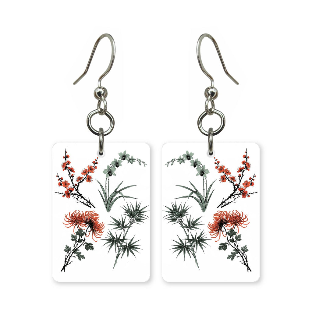 Four Gentlemen Mahjong Earrings | FWMJ36