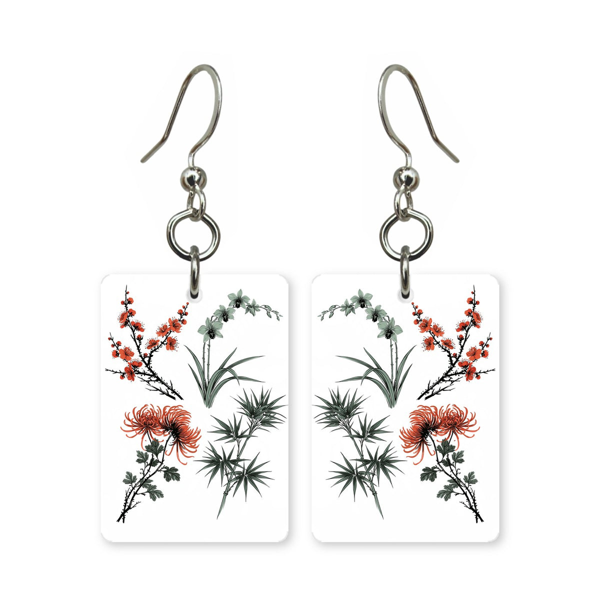 Four Gentlemen Mahjong Earrings | FWMJ36