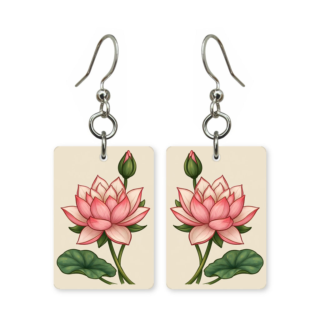 Lotus Flower Tile Mahjong Earrings | FWMJ37