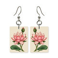 Lotus Flower Tile Mahjong Earrings | FWMJ37