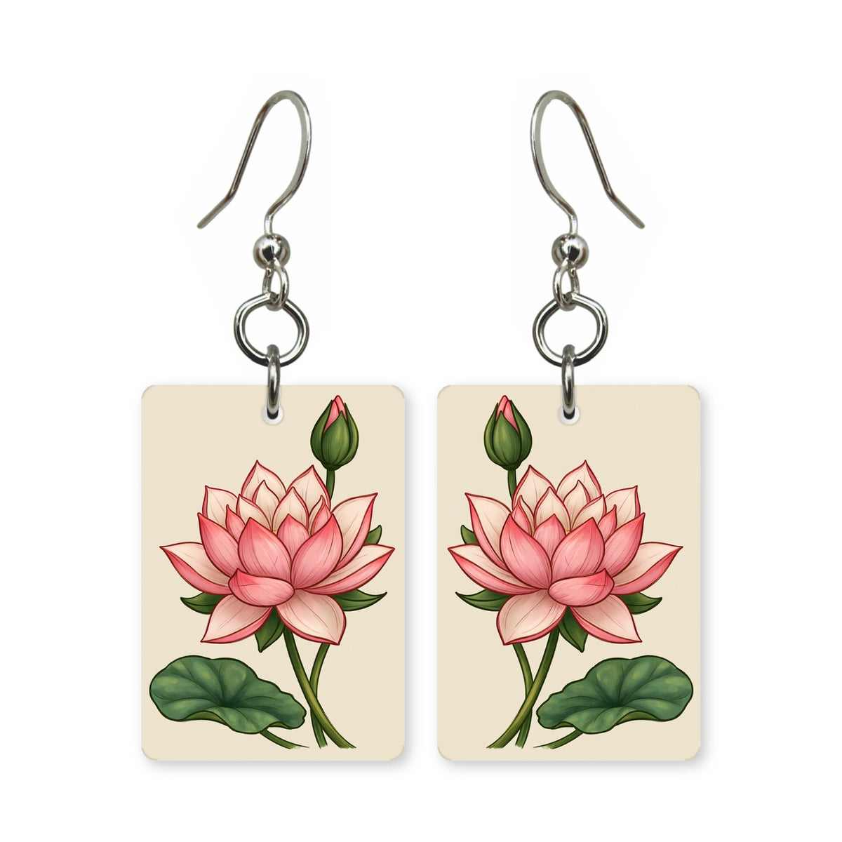 Lotus Flower Tile Mahjong Earrings | FWMJ37