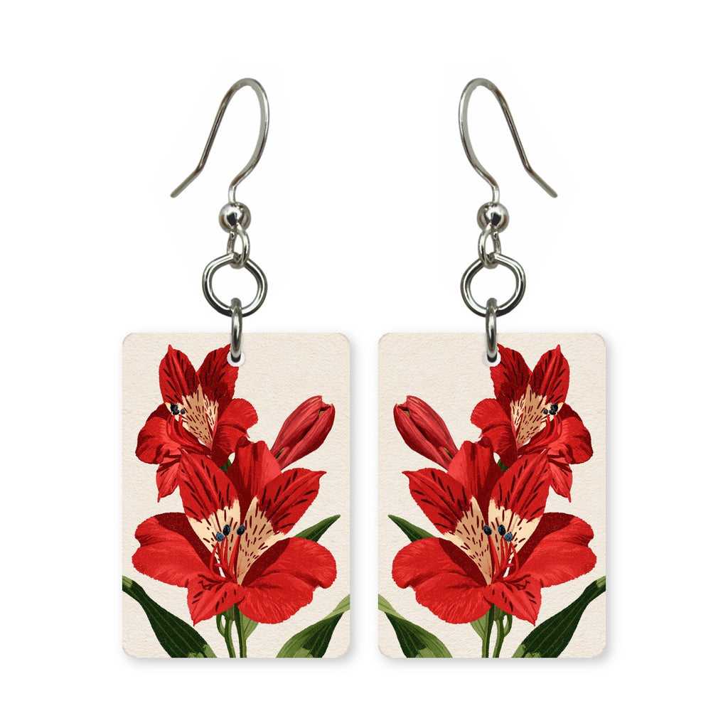 Lily Flower Tile Mahjong Earrings | FWMJ39