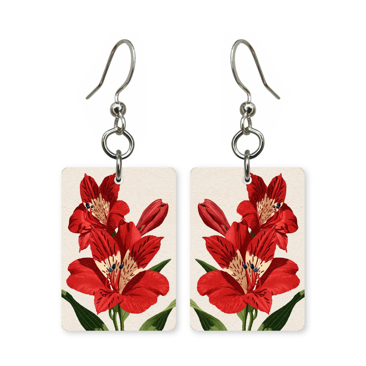 Lily Flower Tile Mahjong Earrings | FWMJ39