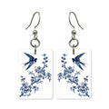 Blue Spring Swallow Mahjong Earrings | FWMJ46