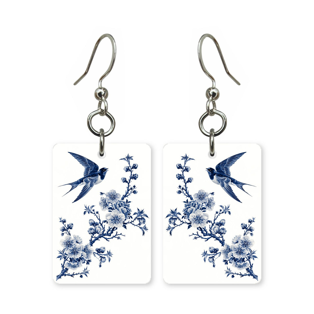 Blue Spring Swallow Mahjong Earrings | FWMJ46