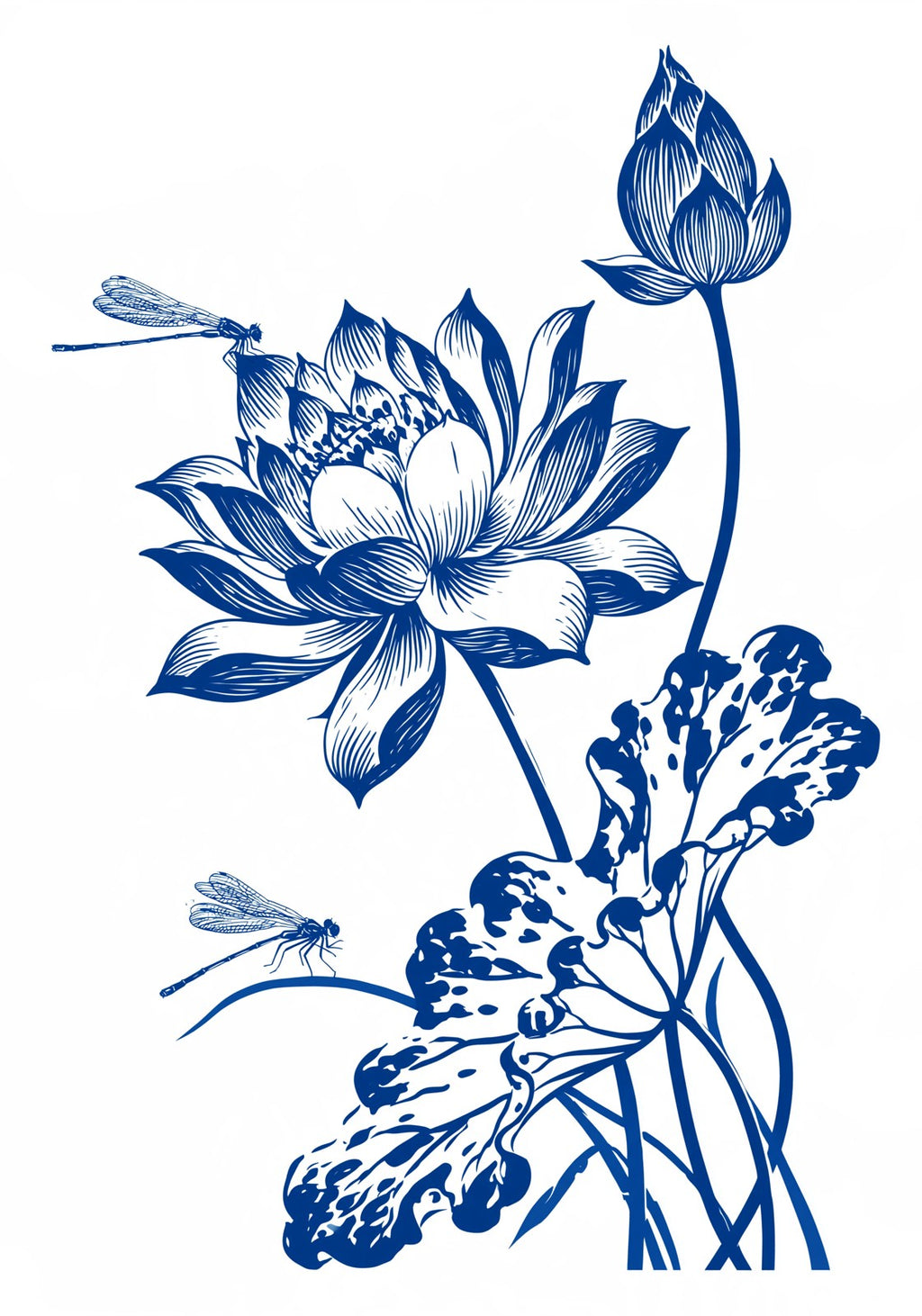Blue Summer Lotus Mahjong Earrings | FWMJ47
