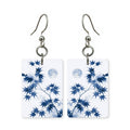 Blue Autumn Moon Mahjong Earrings | FWMJ48