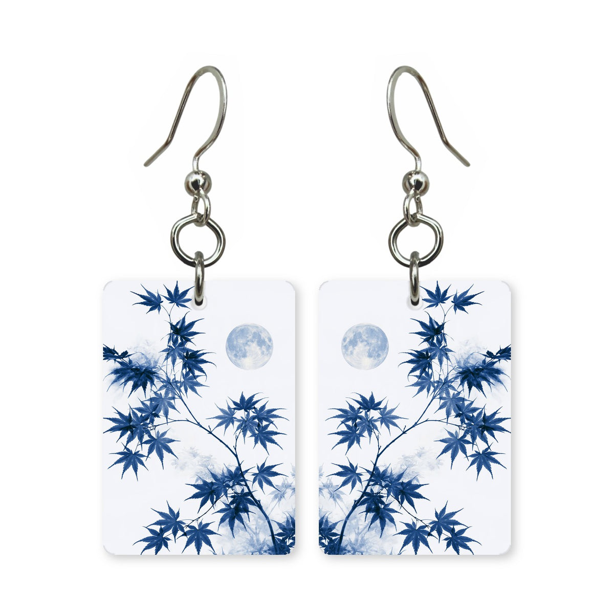 Blue Autumn Moon Mahjong Earrings | FWMJ48