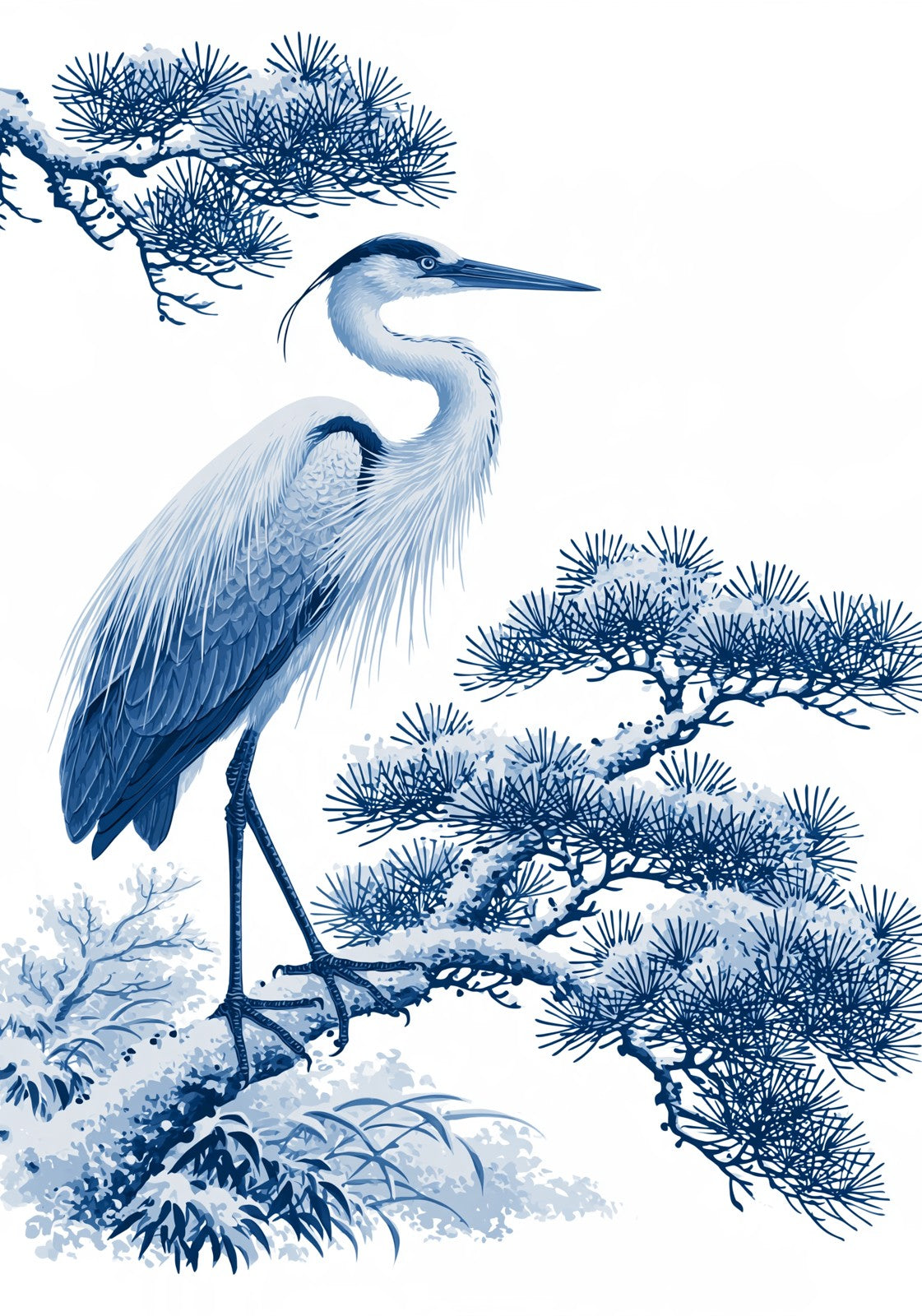Blue Winter Heron Mahjong Earrings | FWMJ49