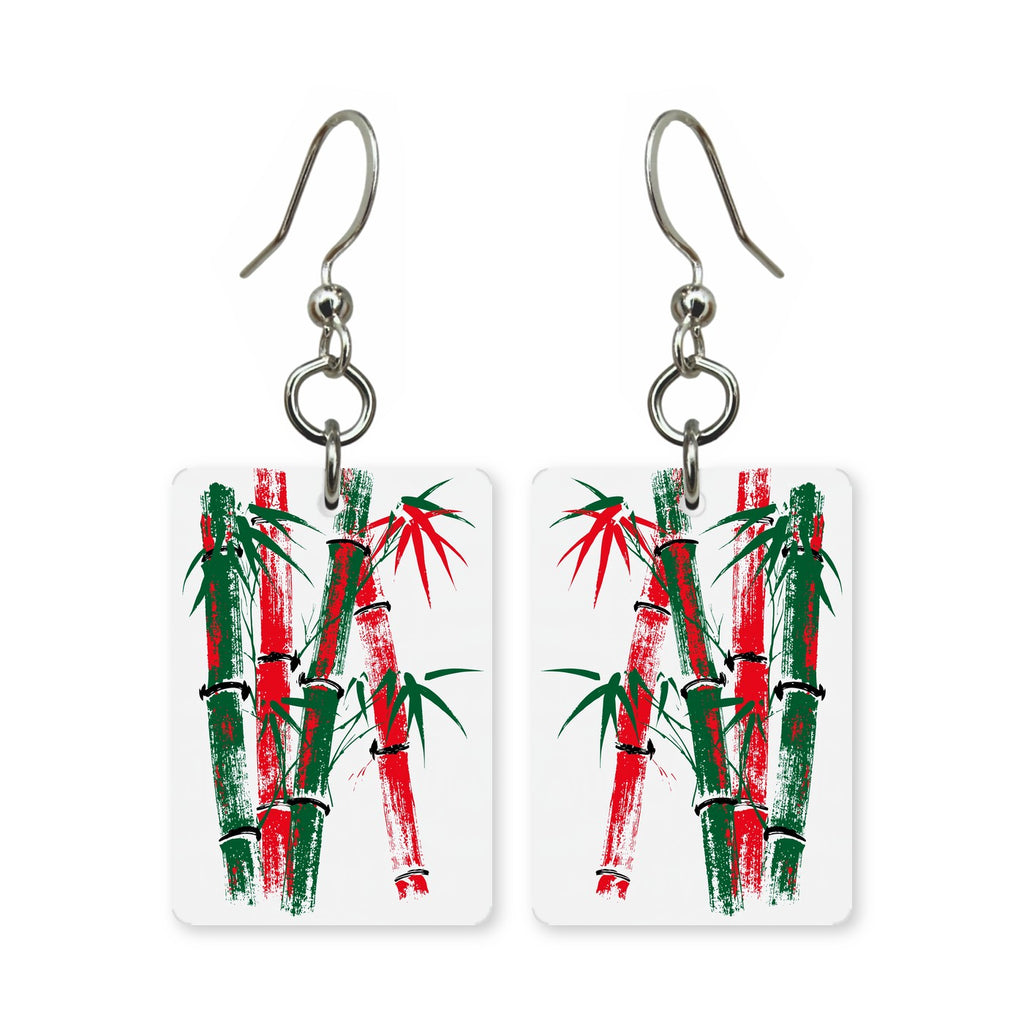 Red Bamboo Run Mahjong Earrings | FWMJ4