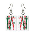 Red Bamboo Run Mahjong Earrings | FWMJ4