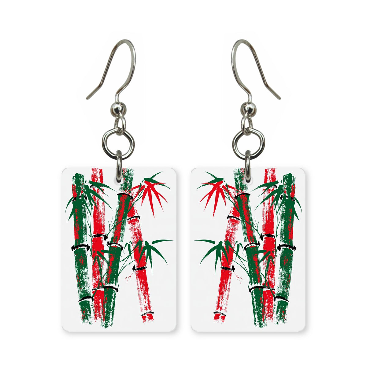 Red Bamboo Run Mahjong Earrings | FWMJ4