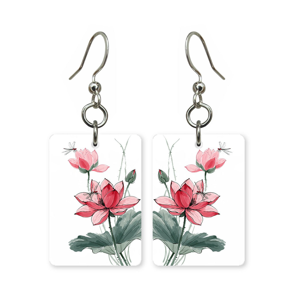 Lotus Dragonfly Mahjong Earrings | FWMJ53