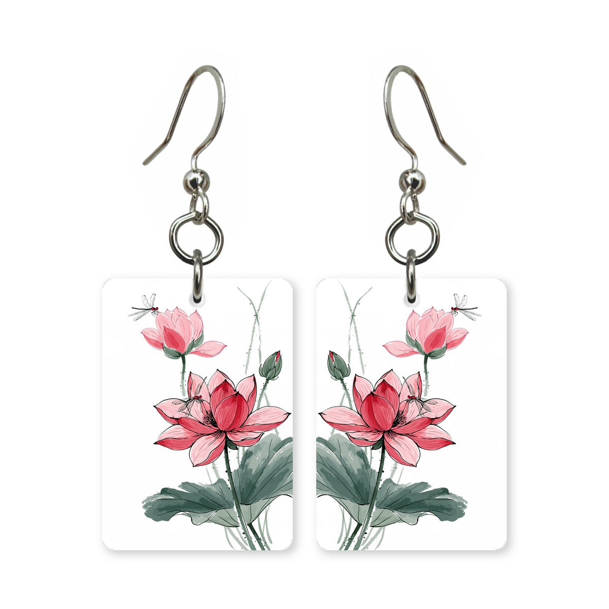 Lotus Dragonfly Mahjong Earrings | FWMJ53