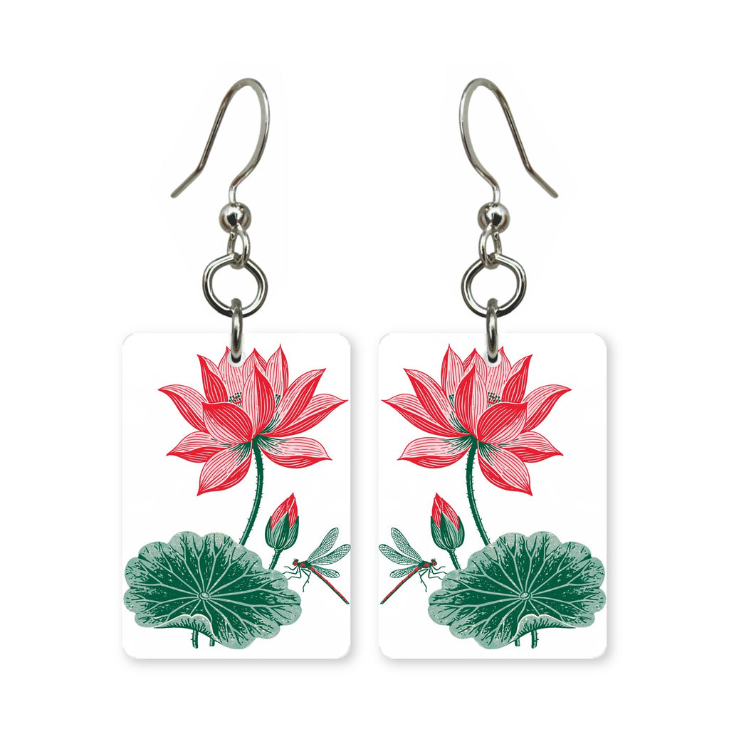 Pink Lotus Pad Mahjong Earrings | FWMJ54