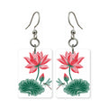 Pink Lotus Pad Mahjong Earrings | FWMJ54