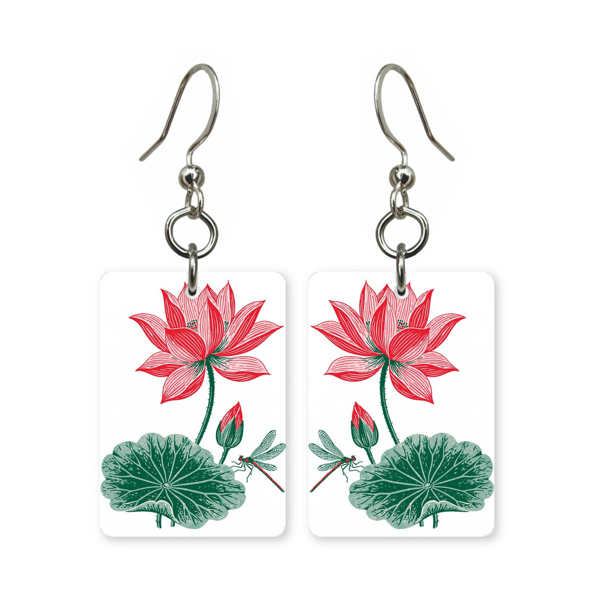 Pink Lotus Pad Mahjong Earrings | FWMJ54