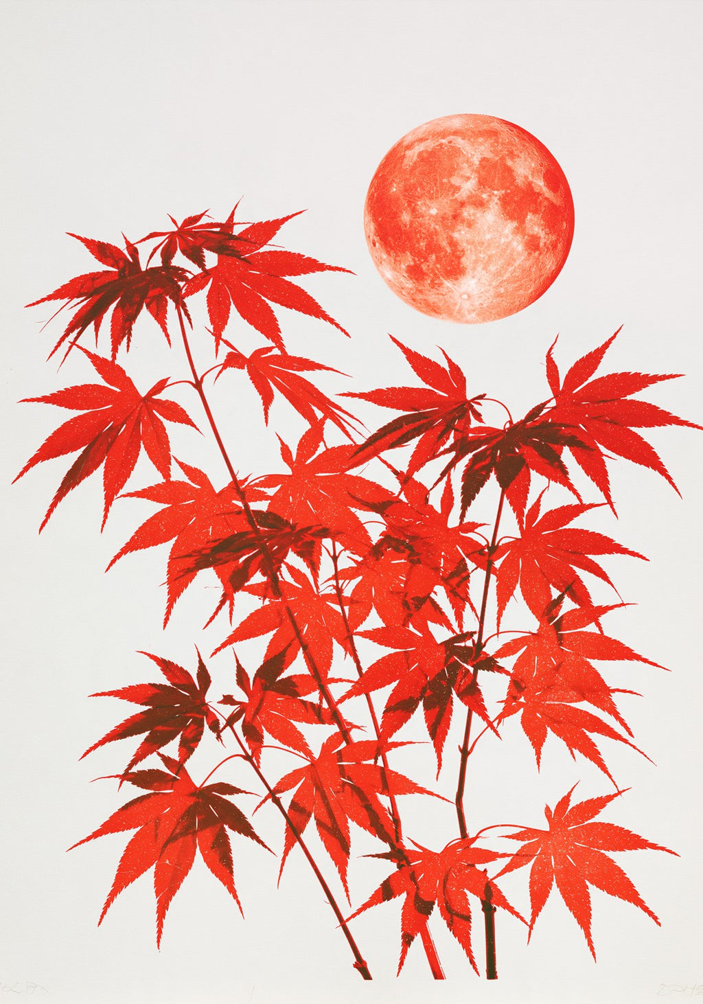 Red Maple Moon Mahjong Earrings | FWMJ56