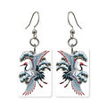 Winter Crane Mahjong Earrings | FWMJ57