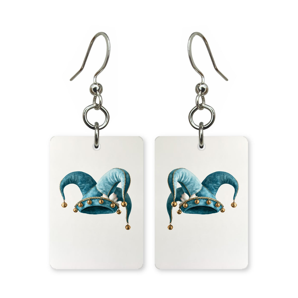 Teal Jester Hat Mahjong Earrings | FWMJ63