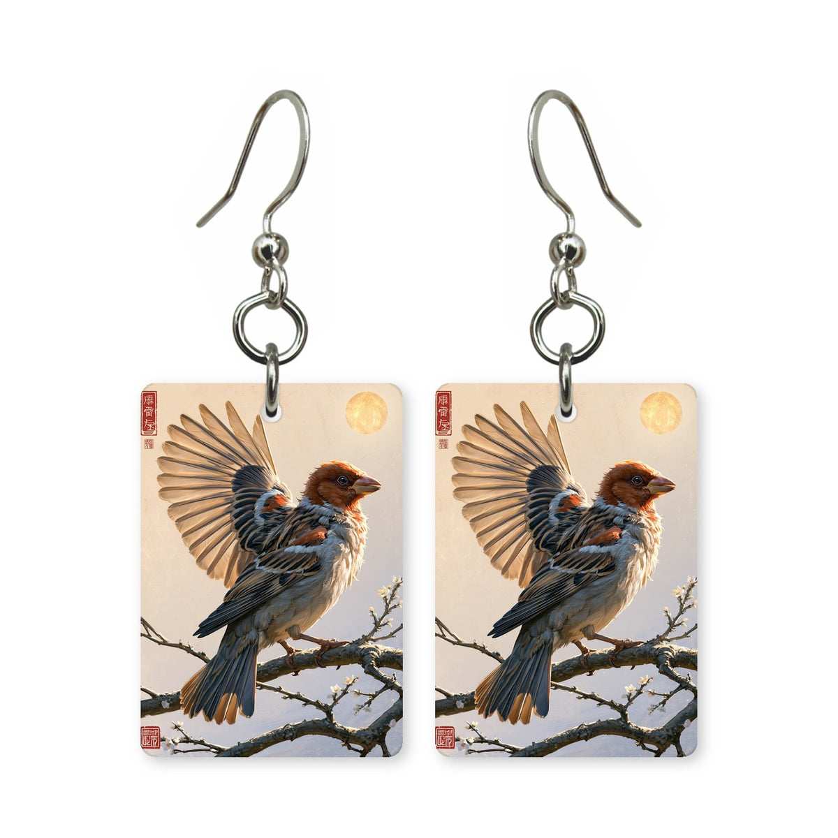 Moonlit Sparrow Mahjong Earrings | FWMJ69