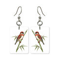Sparrow on Bamboo Mahjong Earrings | FWMJ6