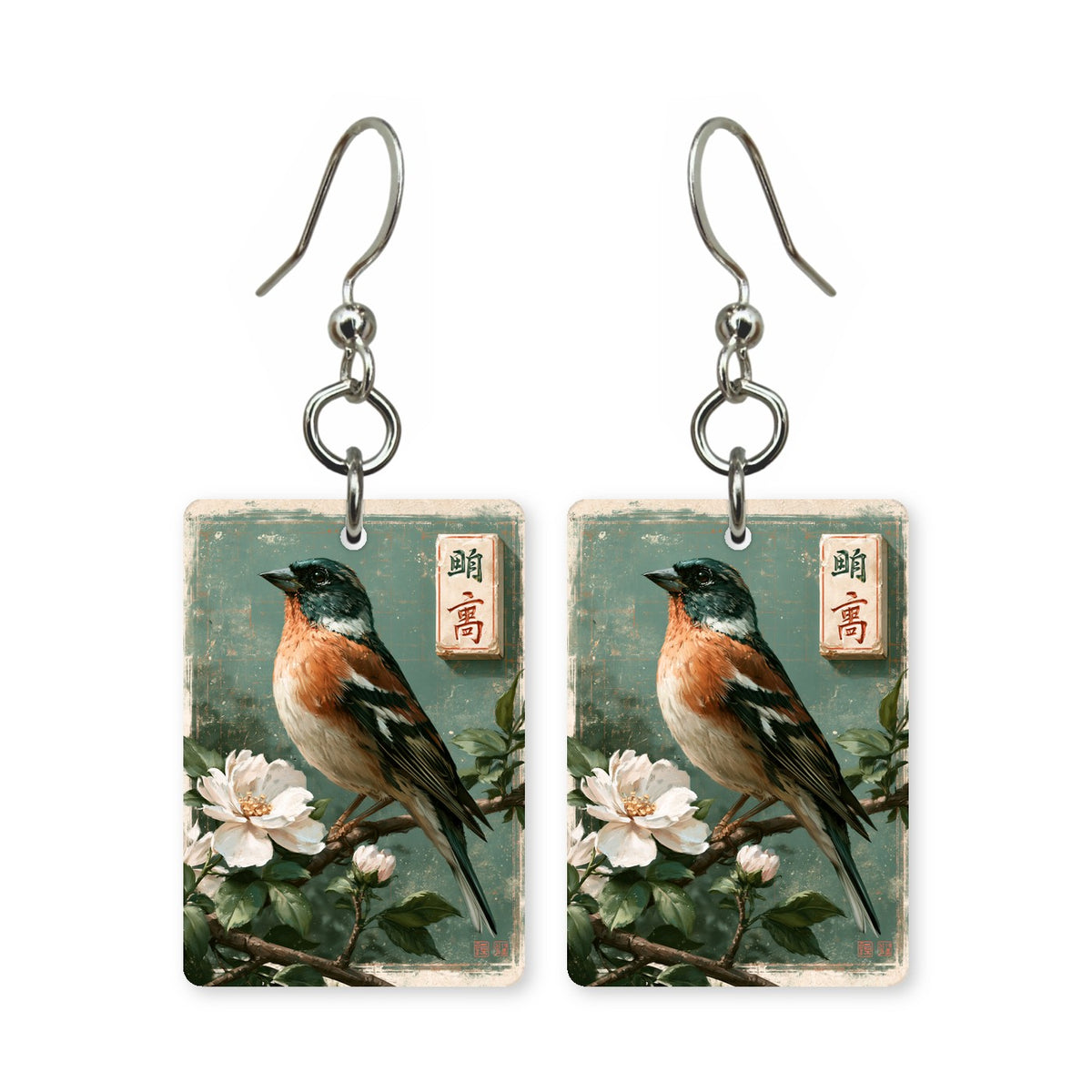 Finch Tile Mahjong Earrings | FWMJ73