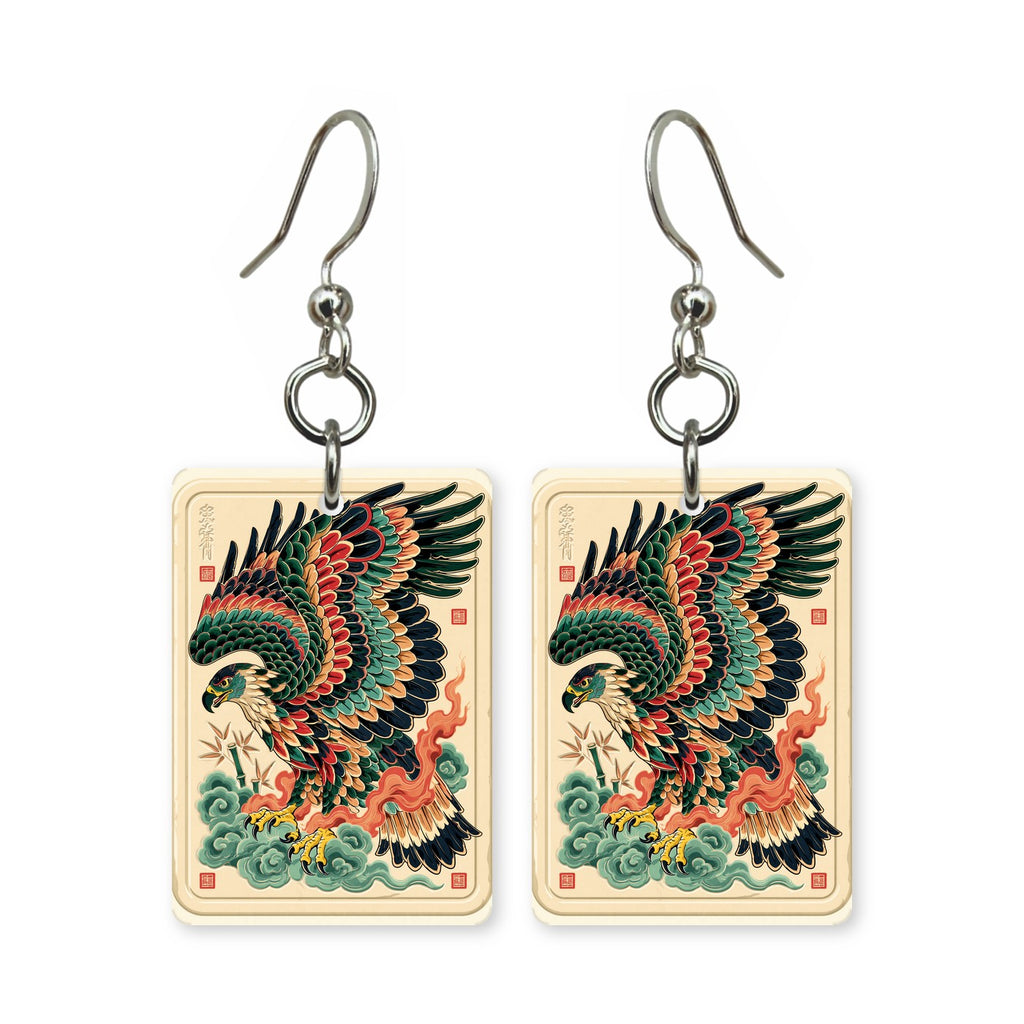 Hawk Tile Mahjong Earrings | FWMJ75