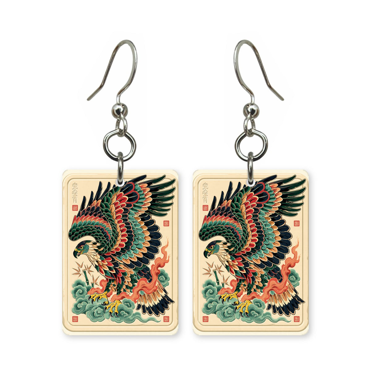 Hawk Tile Mahjong Earrings | FWMJ75