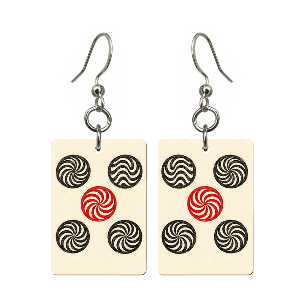 Pencil Bamboo Five Dot Mahjong earrings FWMJ77