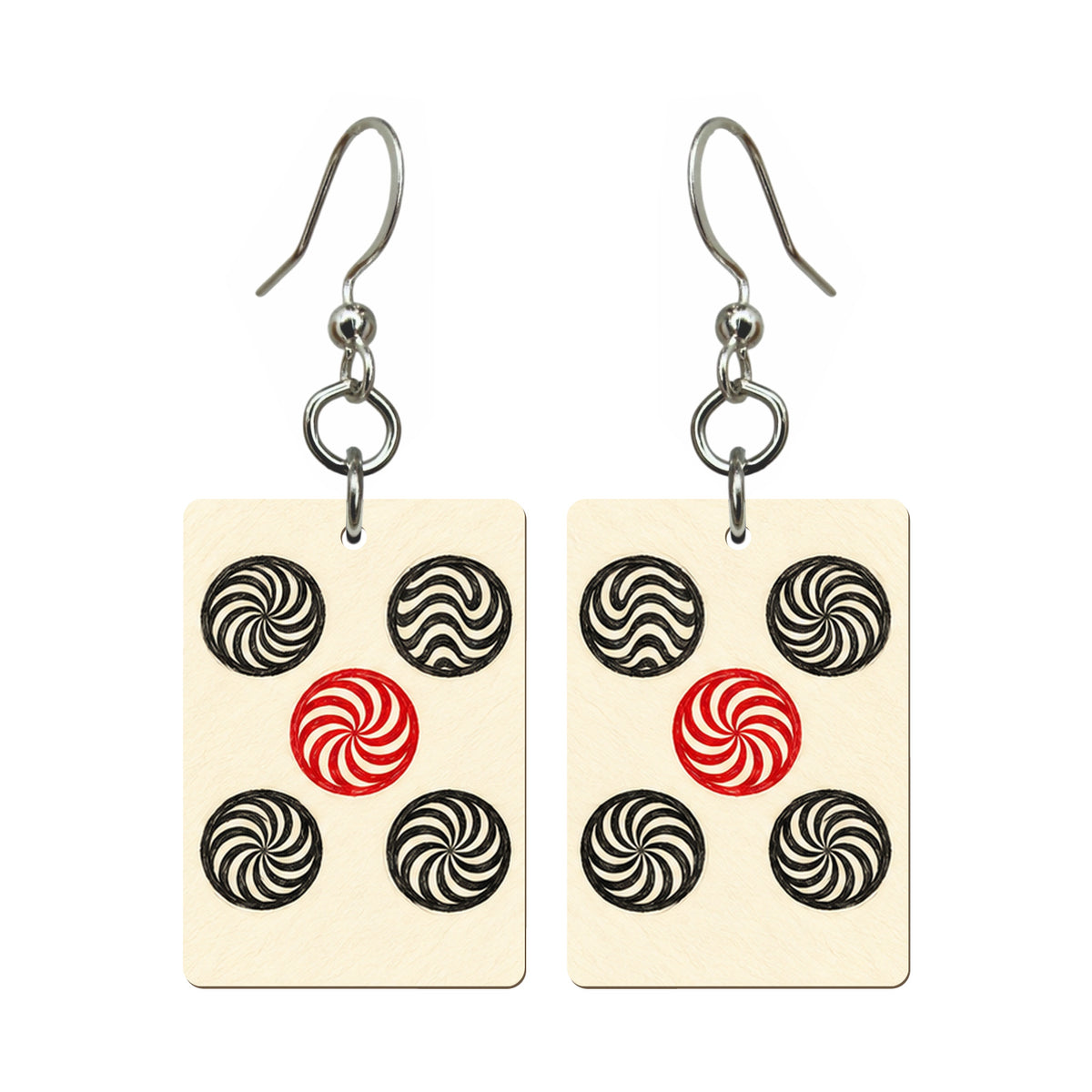 Pencil Bamboo Five Dot Mahjong earrings FWMJ77