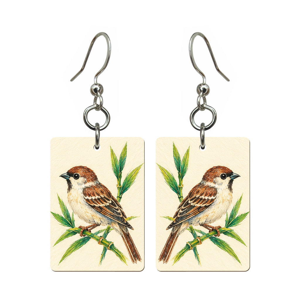 Pencil Bamboo Bamboo Bird Mahjong earrings FWMJ79